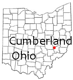 Map of Ohio showing location of Cumberland